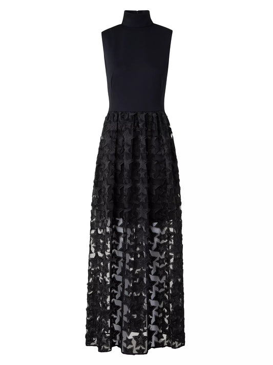 Midi Dress with 3D Star Embroidery