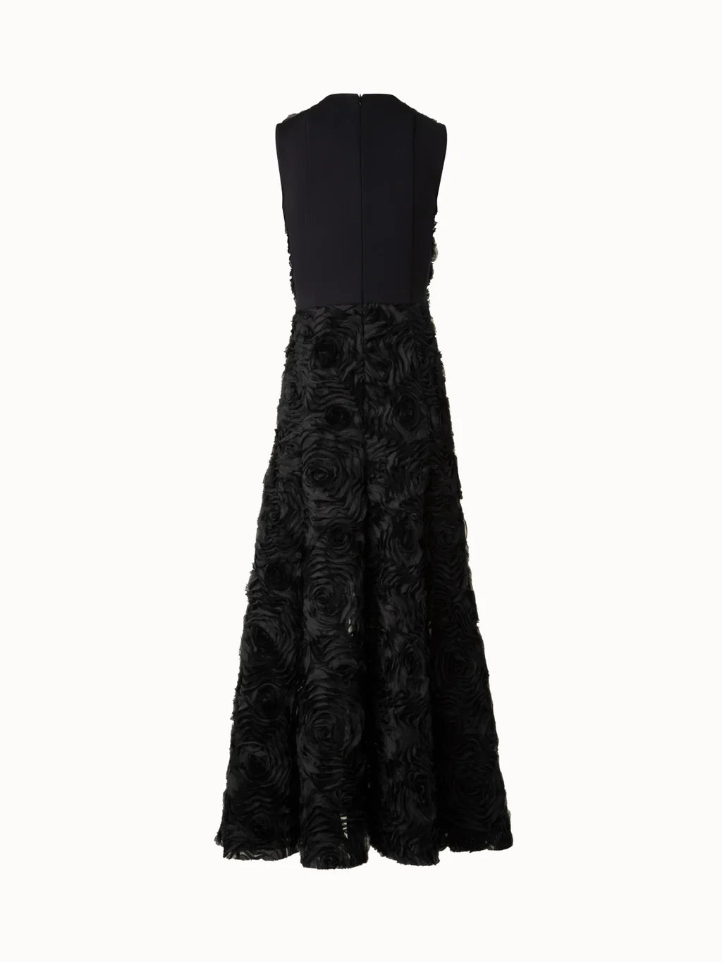 Flared Midi Dress in 3D Carnation Embroidery