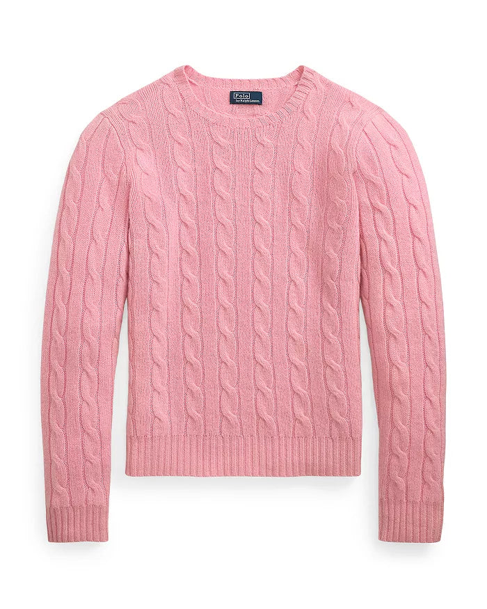 Iconic Polo Cable Knit Cashmere Sweater Dusty Pink - The Lake Forest Shop