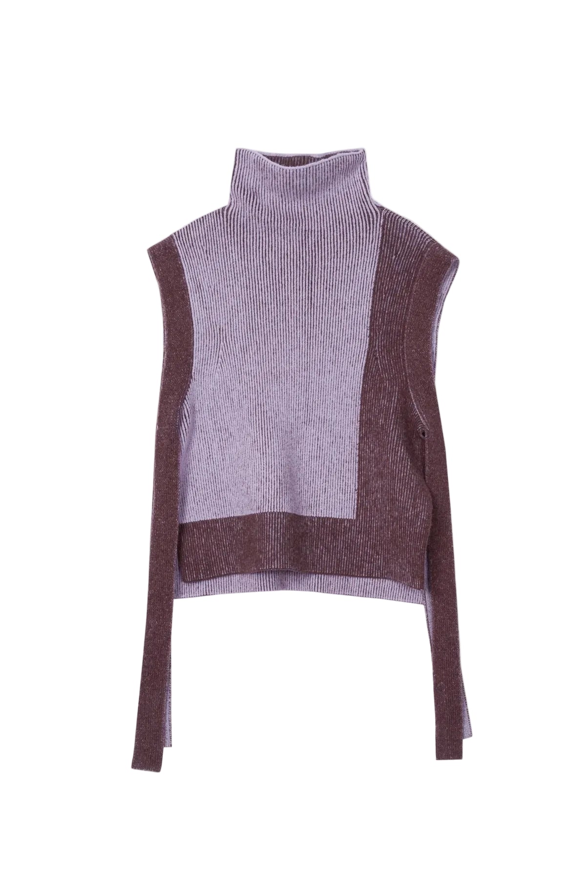 Bicolour Rib Funnel Neck Vest