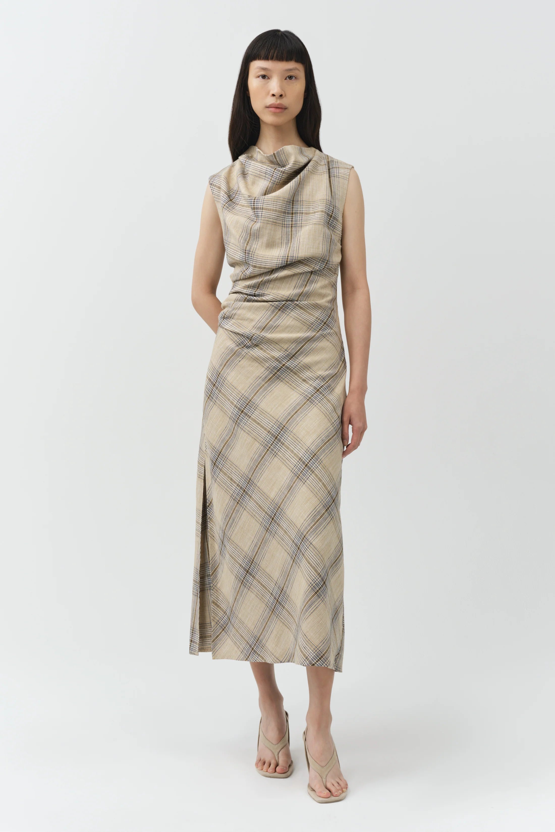 Burke S/L Draped Midi Dress - The Lake Forest Shop