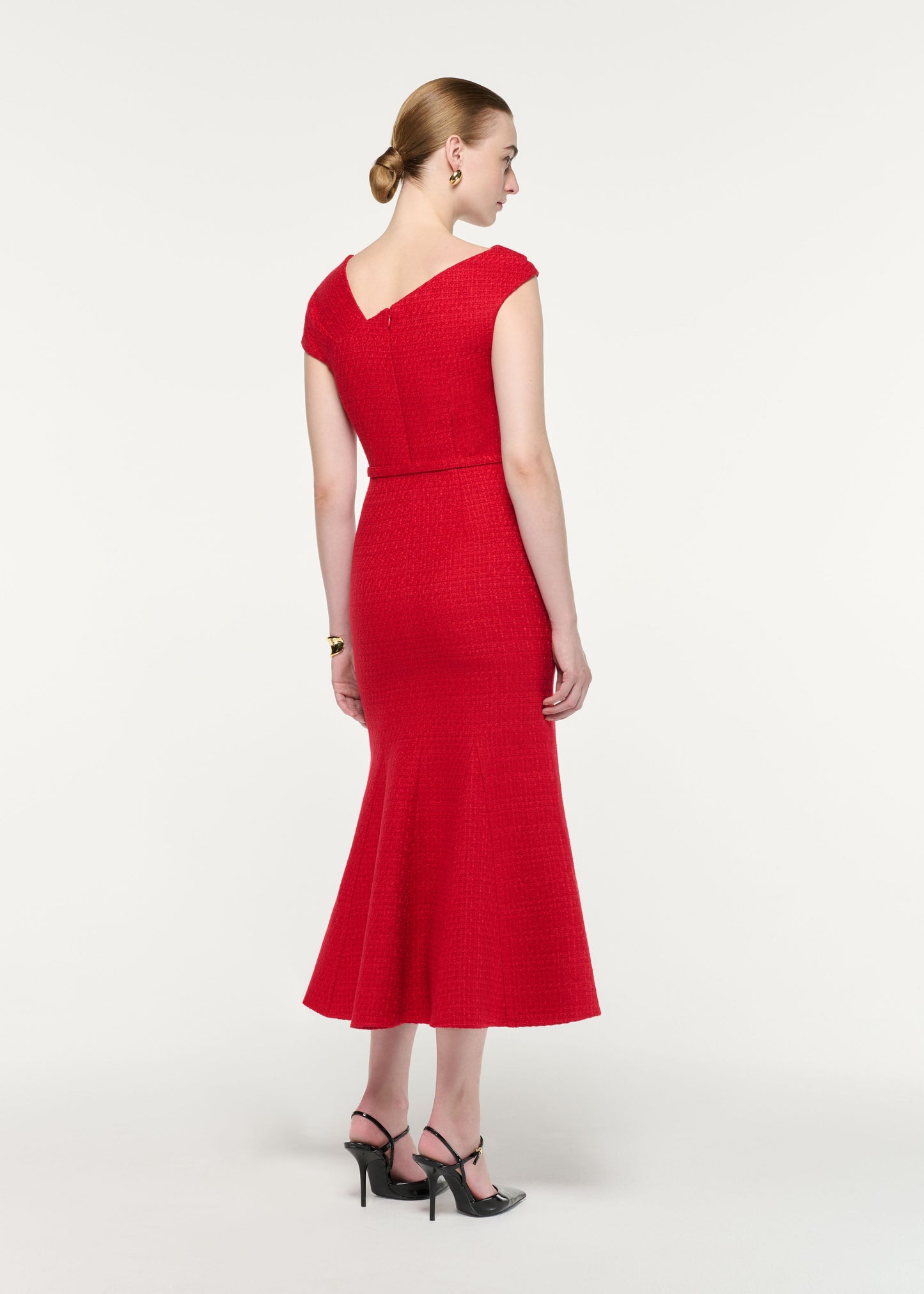 Asymetric Collar Midi Dress