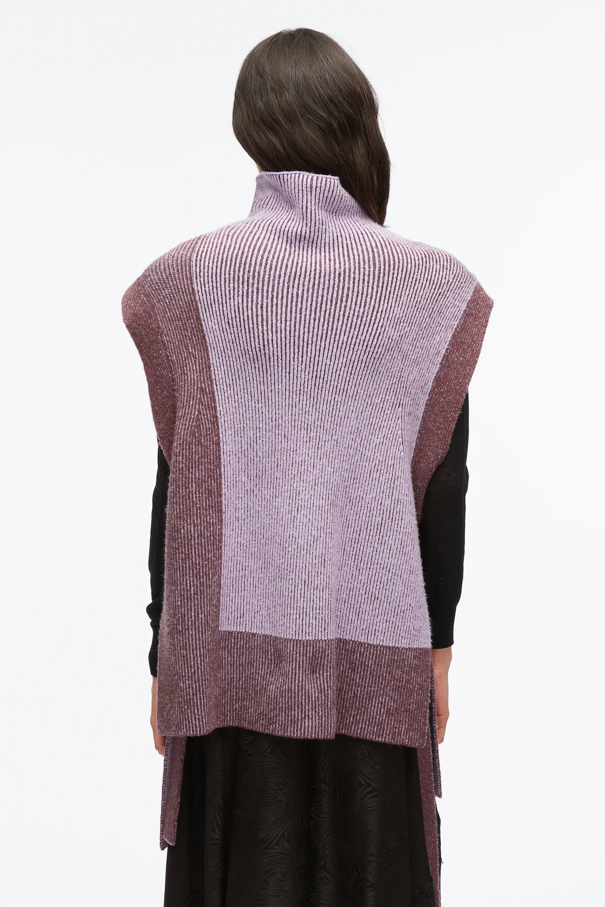 Bicolour Rib Funnel Neck Vest