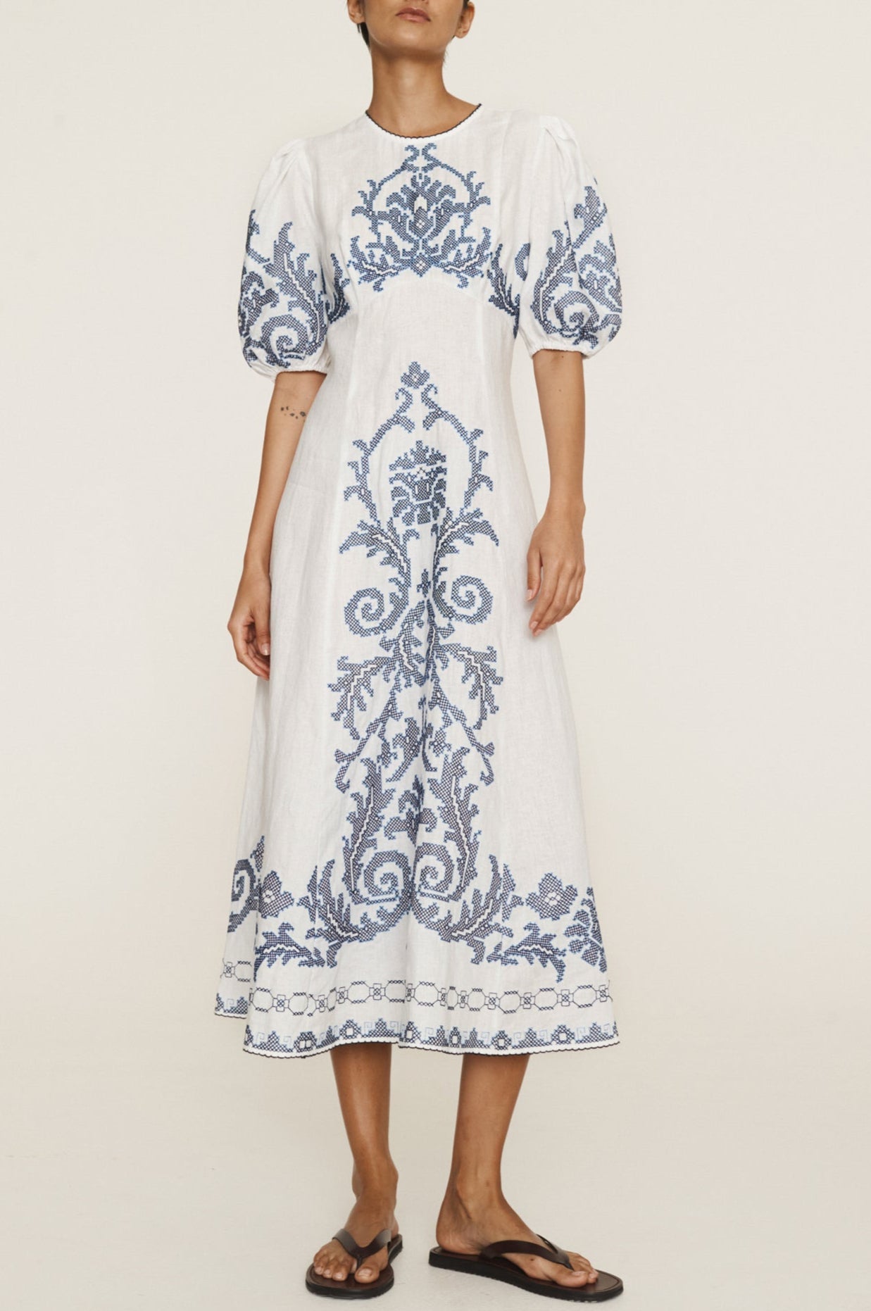 Hazel Embroidered Midi Dress