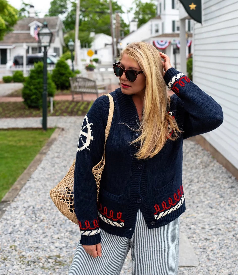 Varsity Sailboat Cardigan