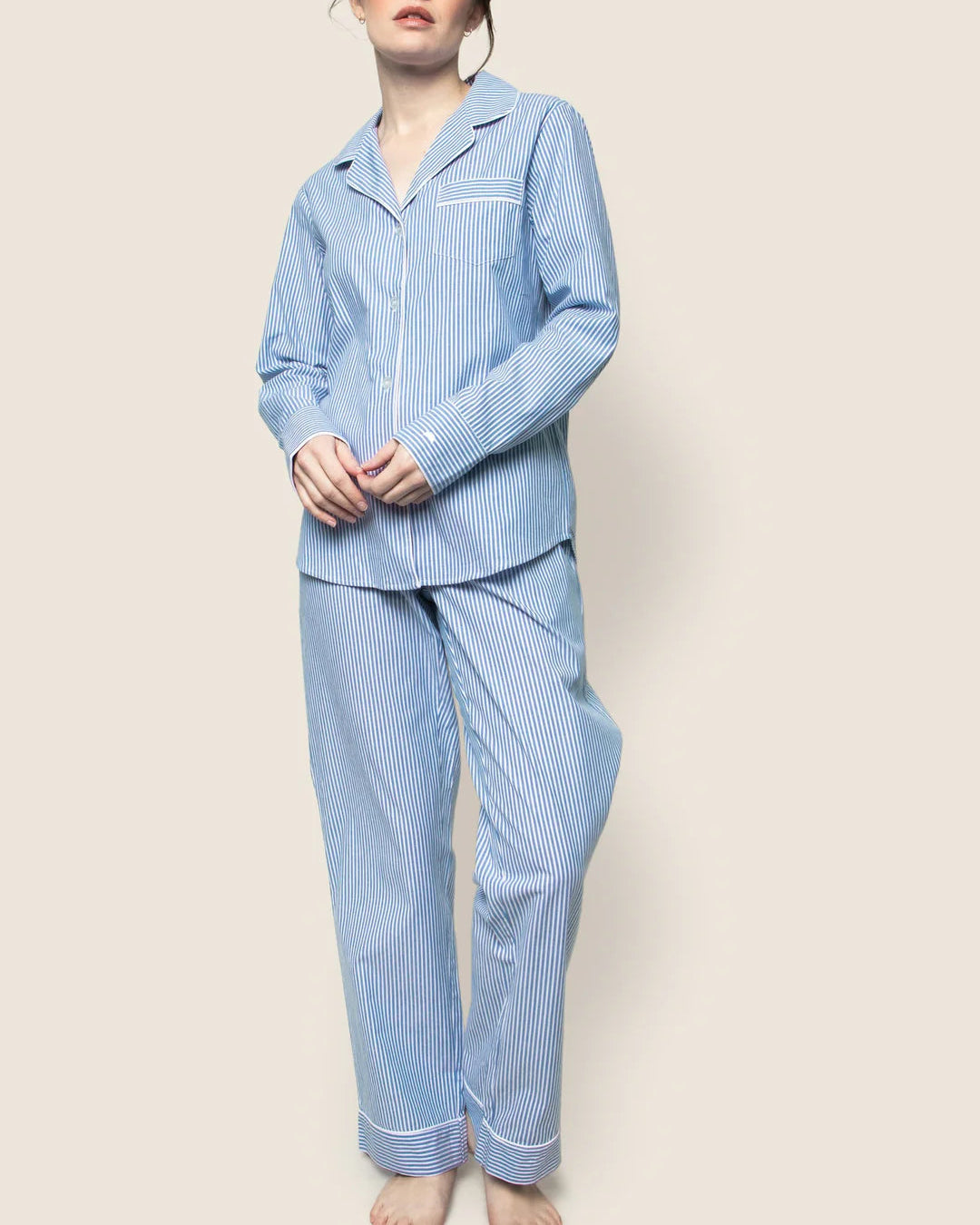 Twill Pajama Set French Blue Stripe - The Lake Forest Shop