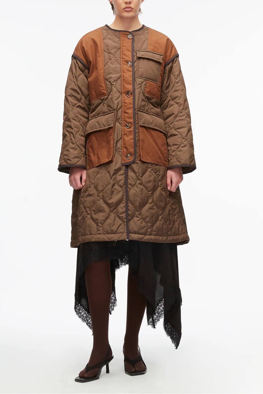 Quilted Nylon Combo Coat