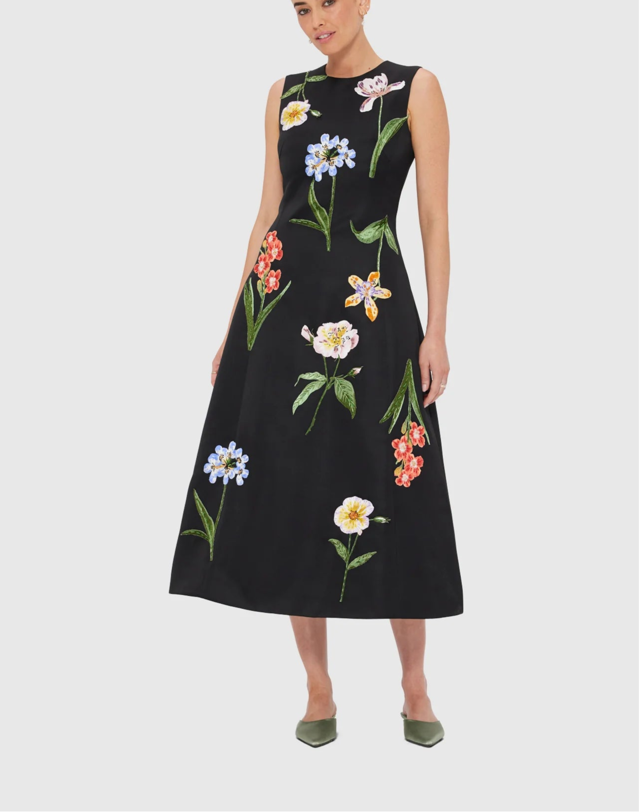 Cleo Midi Dress Botanical Ebony