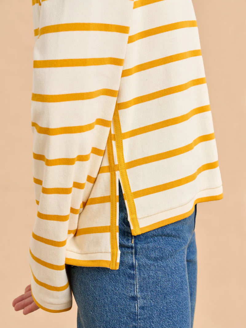 Long Sleeve Breton Tee Ecru/Mustard