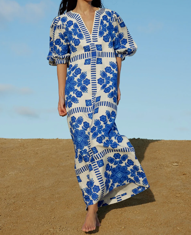 Doris Dress in Mediterranean/Foam