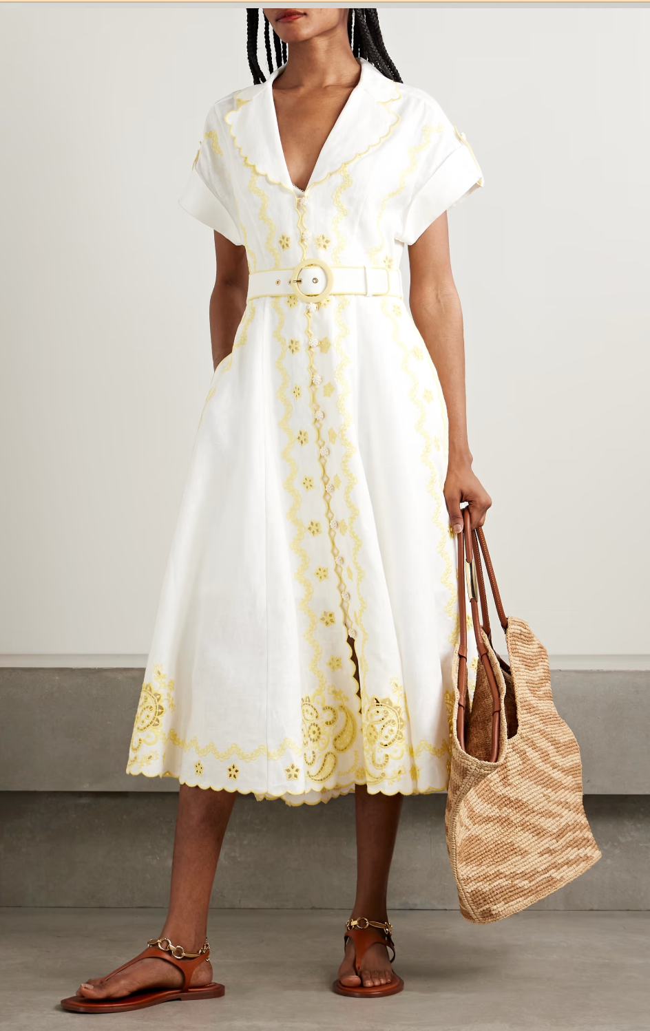 Lucky Embroidered Midi Dress