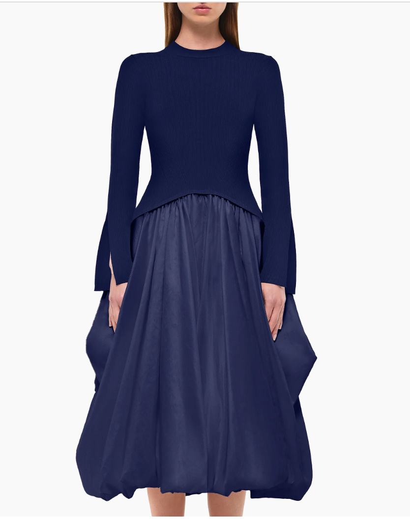 Kenlie L/S Mock Neck Midi Dress The Lake Forest Shop Kenlie L/S Mock Neck Midi Dress The Lake Forest Shop