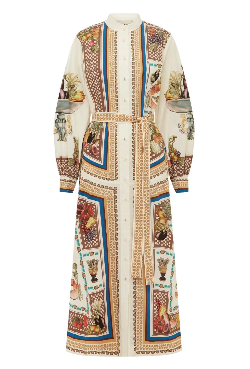 Long dress with intricate pattern on a white background