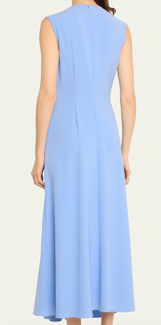 Gathered Midi Dress With Button