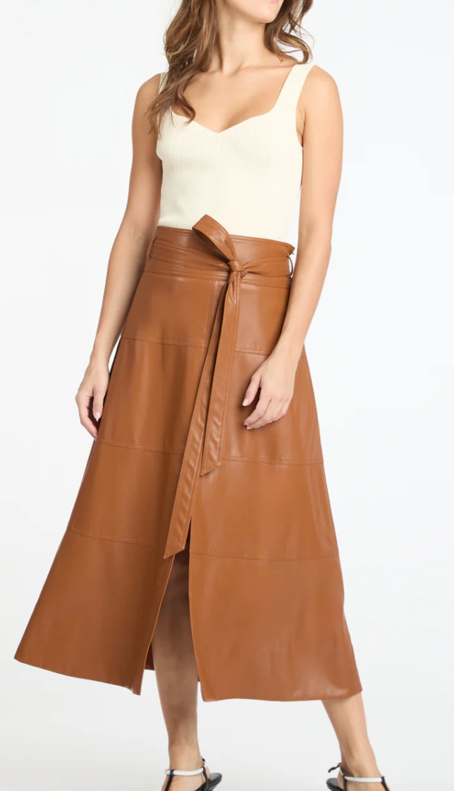 Hudson Skirt Vegan Leather Saddle Brown
