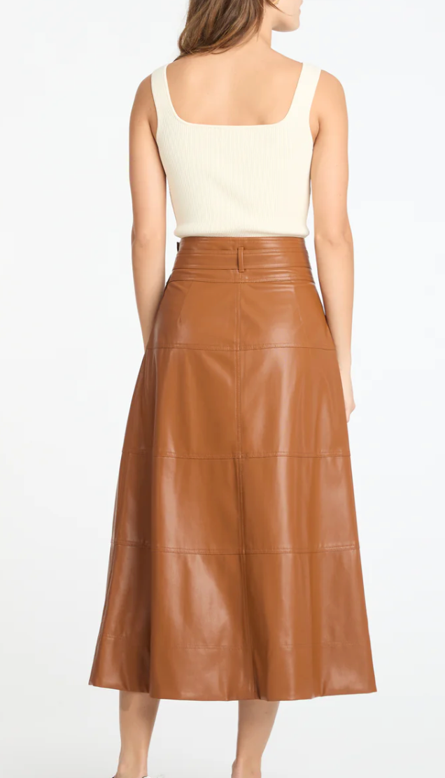 Hudson Skirt Vegan Leather Saddle Brown