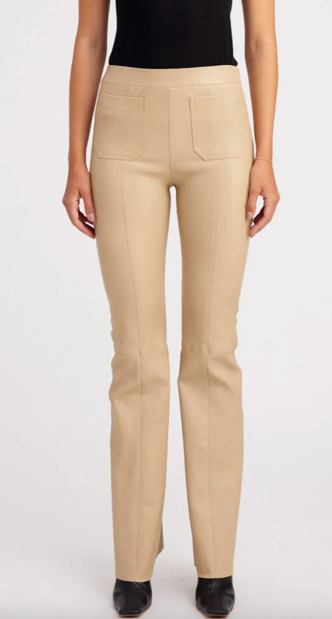 Travertine Leather Patch Pocket Super Flare Pant - The Lake Forest Shop