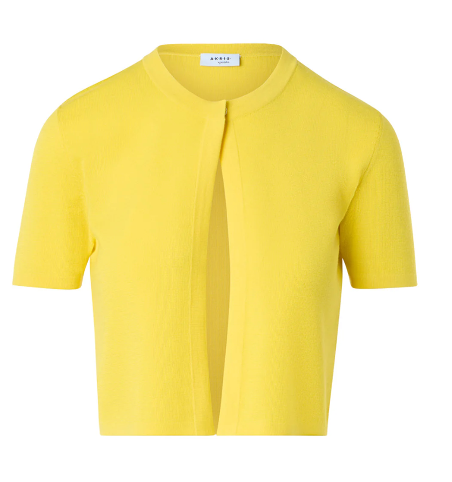 Short Sleeve Virgin Merino Wool Crop Cardigan - The Lake Forest Shop