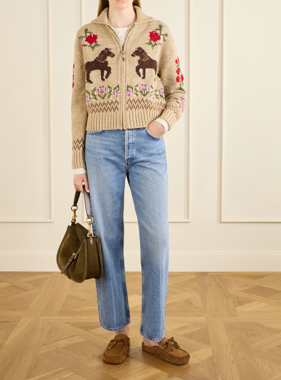Crew Neck Cardigan Sweater