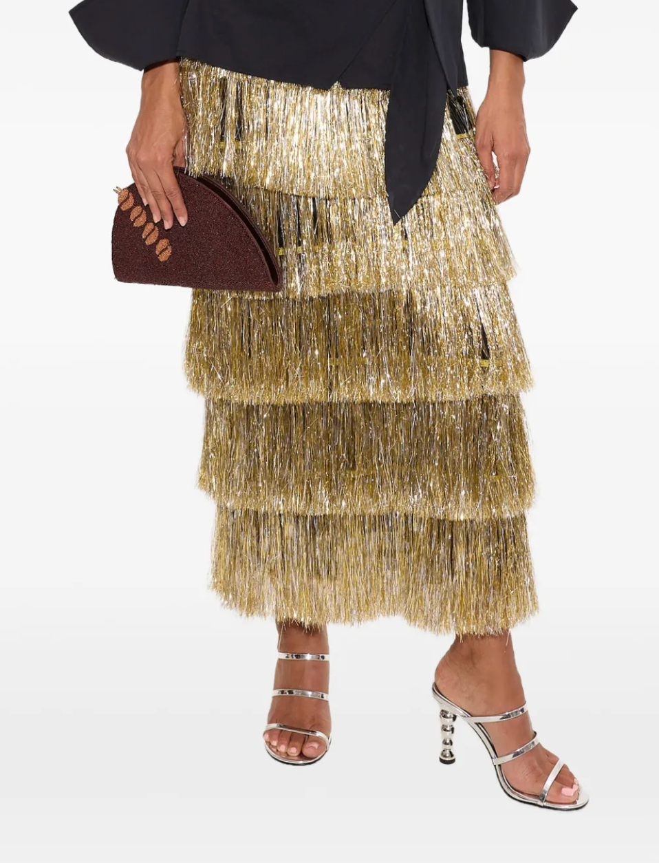 Liv Metallic Fringe Skirt