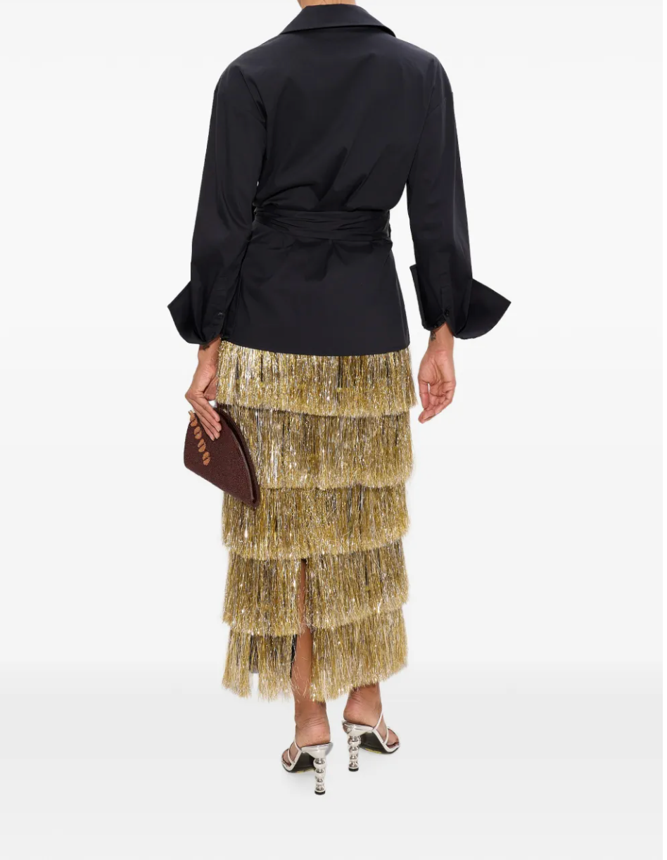 Liv Metallic Fringe Skirt