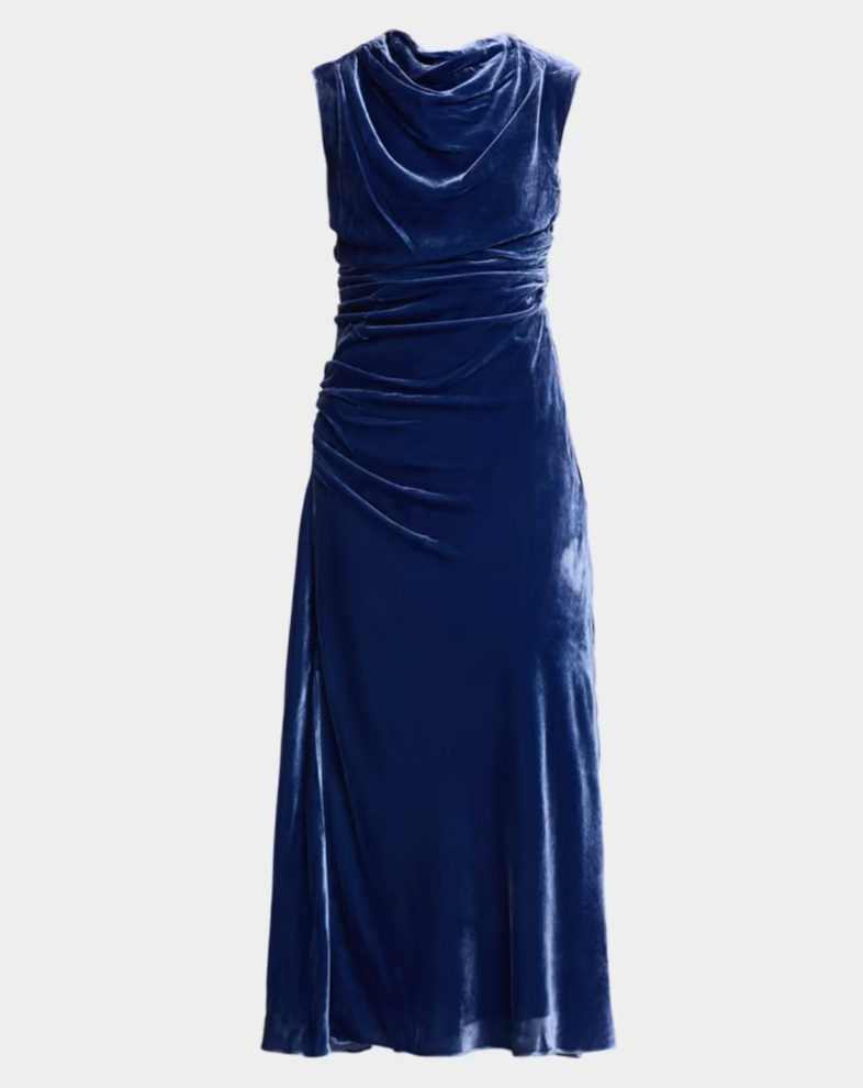 Burke S/L Draped Midi Dress