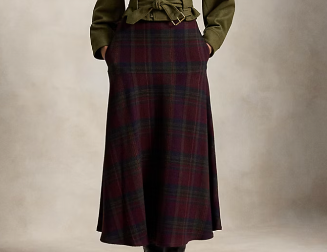 Herringbone Midi Wrap Skirt