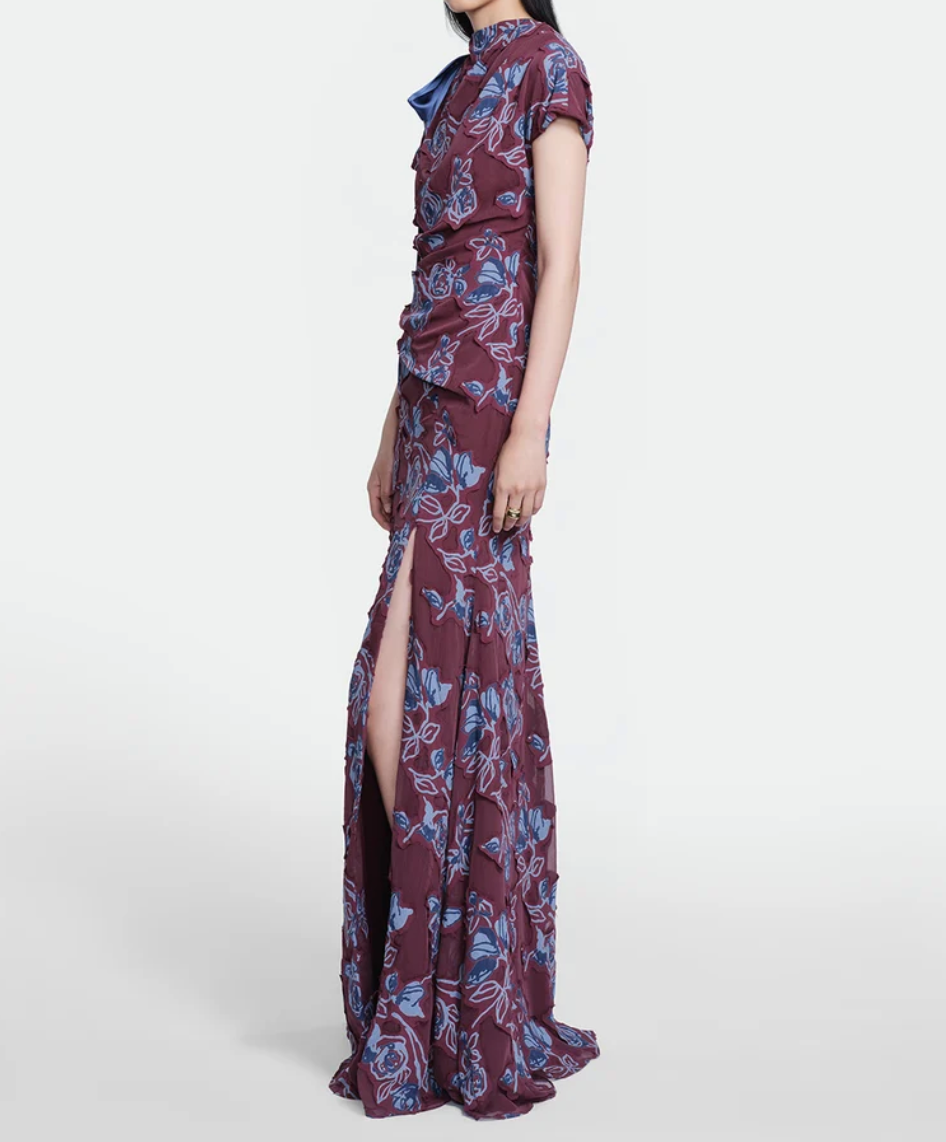 Floral Cut Chiffon Gown