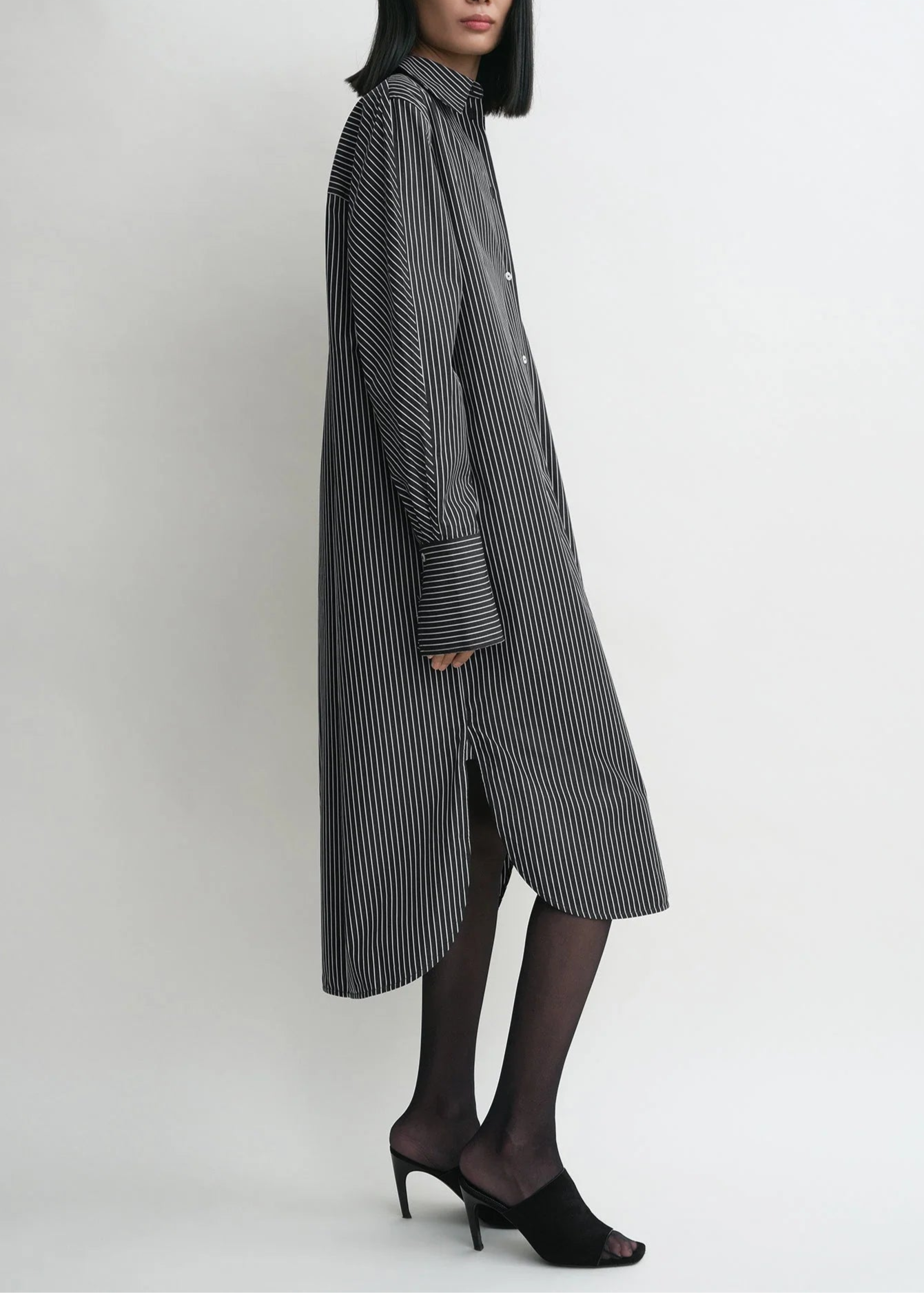 Striped Kimono-Sleeve Shirtdress