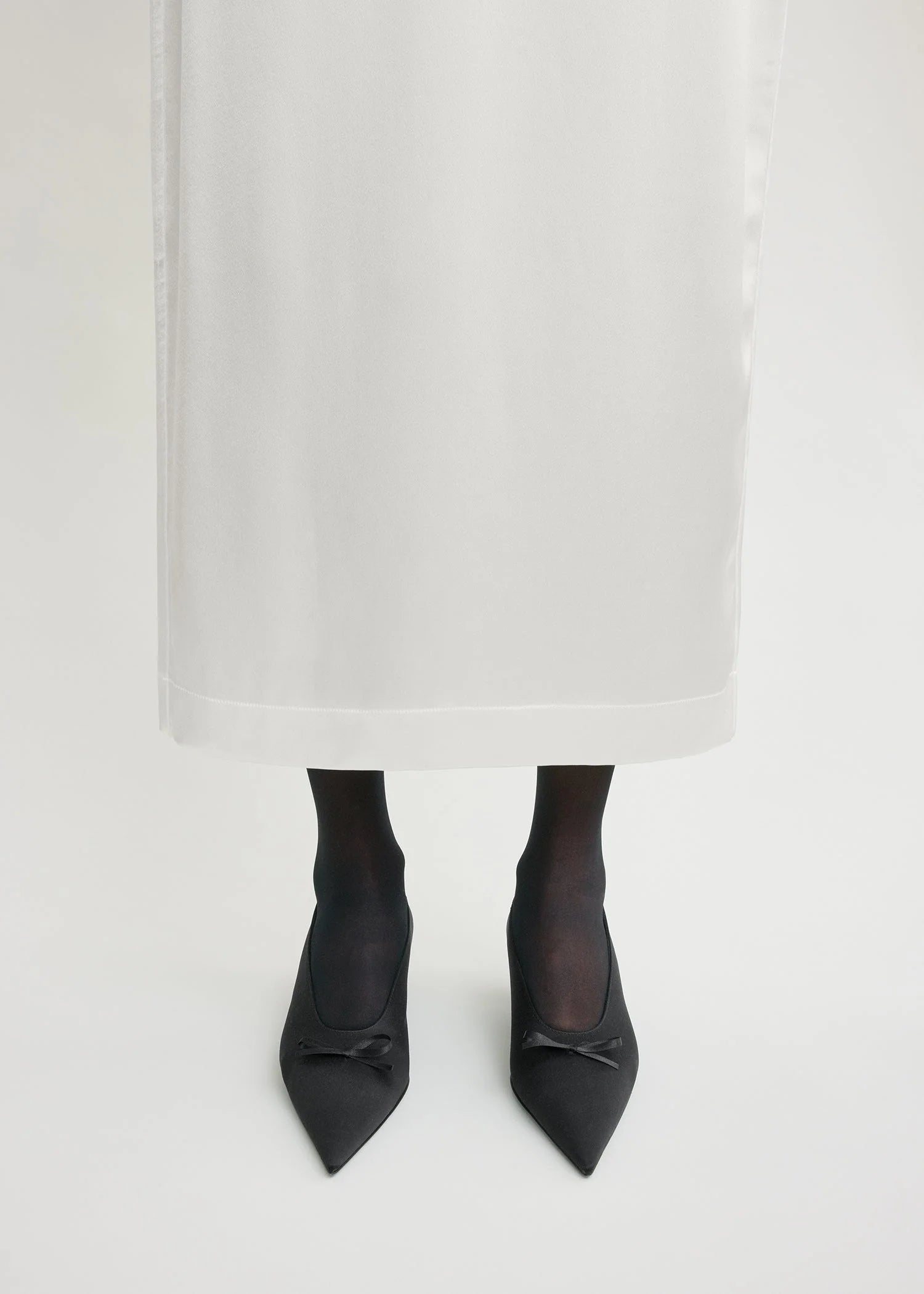 Bow Satin Kitten Pumps - The Lake Forest Shop