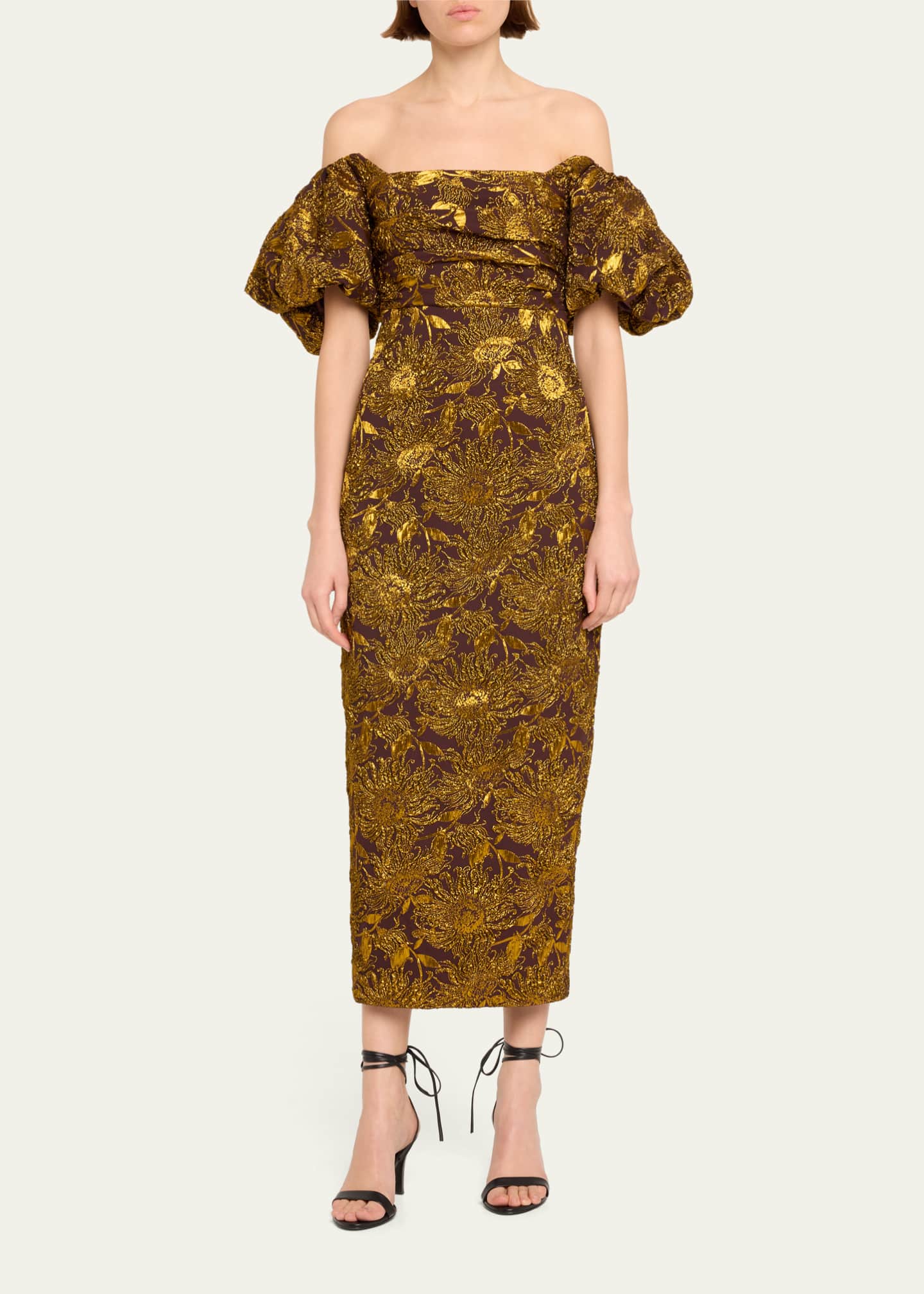 Puff sleeve sheath dress