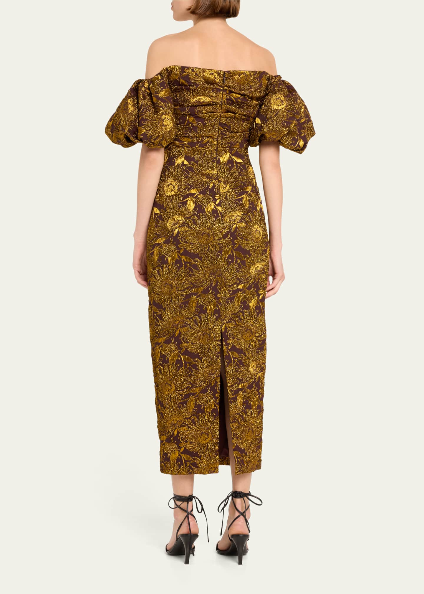 Puff sleeve sheath dress