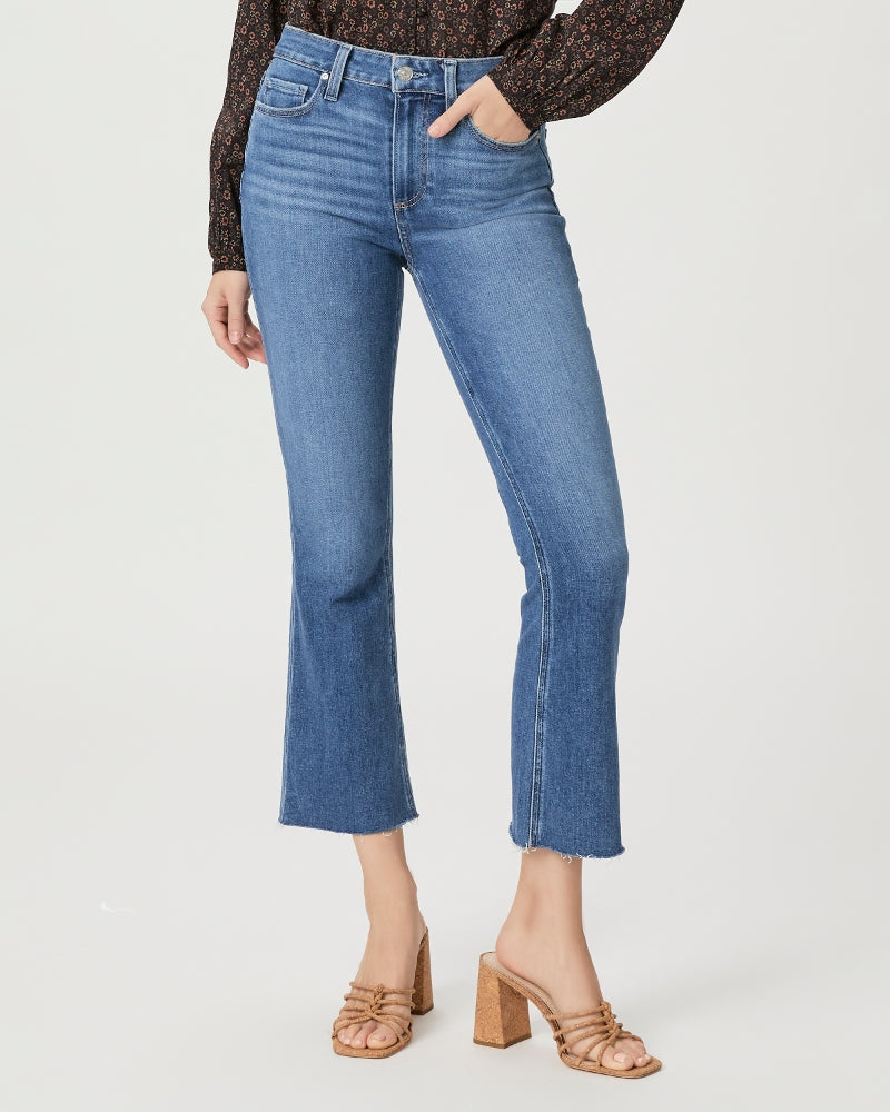 Paige Collette Crop Flare Jean with Raw Hem-Starlett