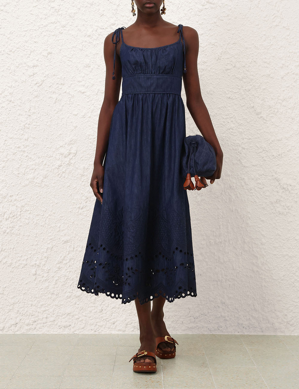 Mahon Broderie Denim Midi Dress - The Lake Forest Shop