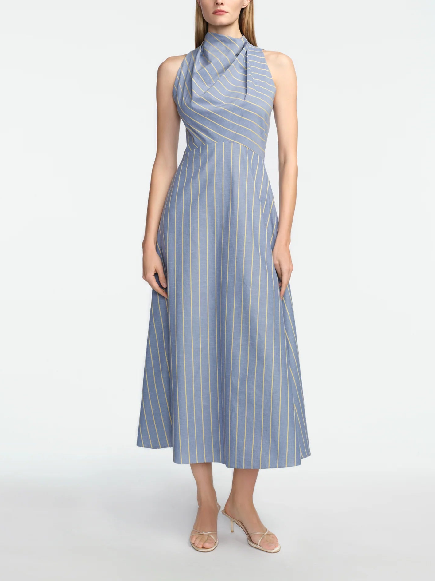 Striped Heathered Draped Halter Dress - The Lake Forest Shop