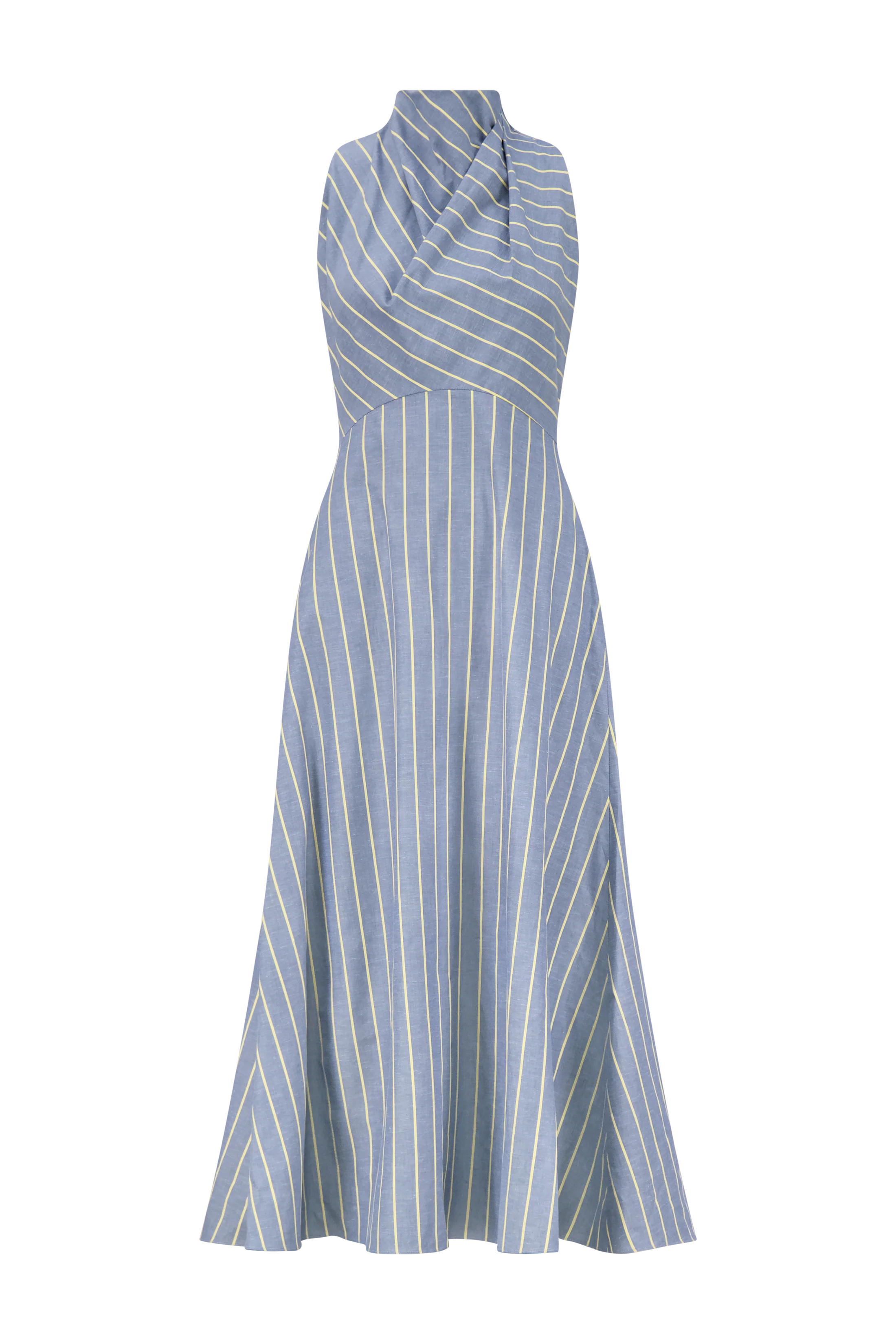 Striped Heathered Draped Halter Dress - The Lake Forest Shop