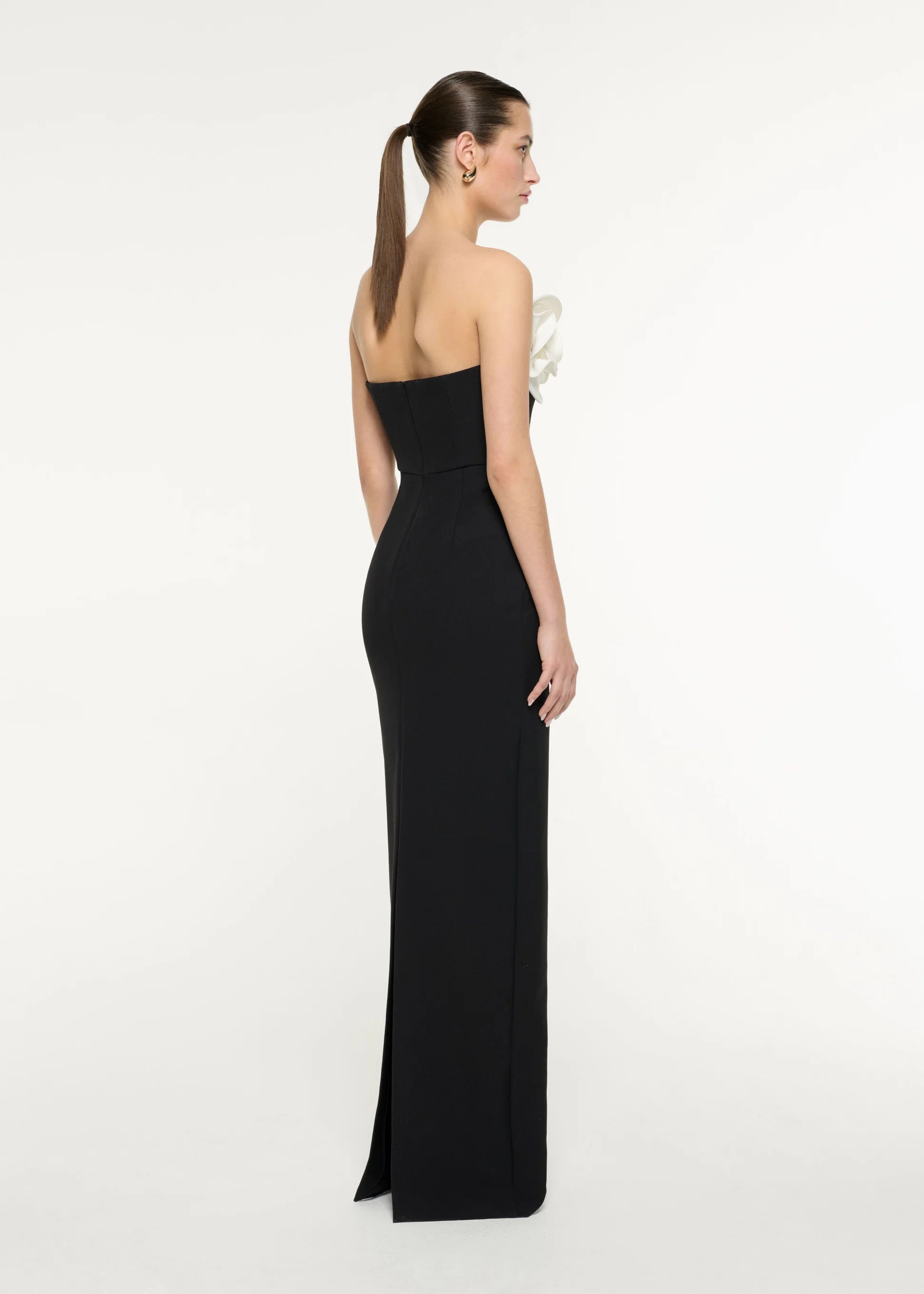 Strapless Monochrome Flower Gown