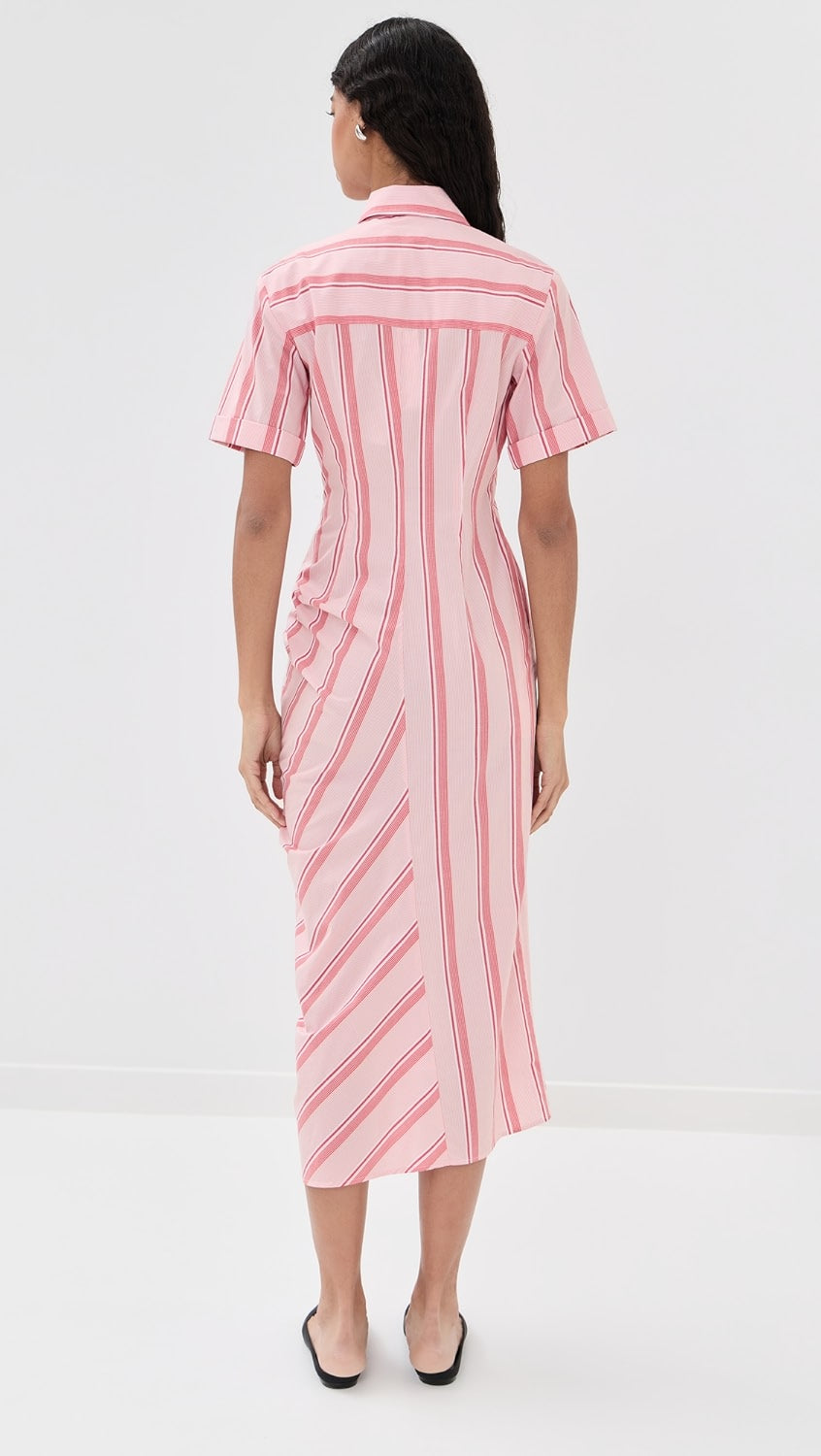 Gathered Ruffle Shirt Dress