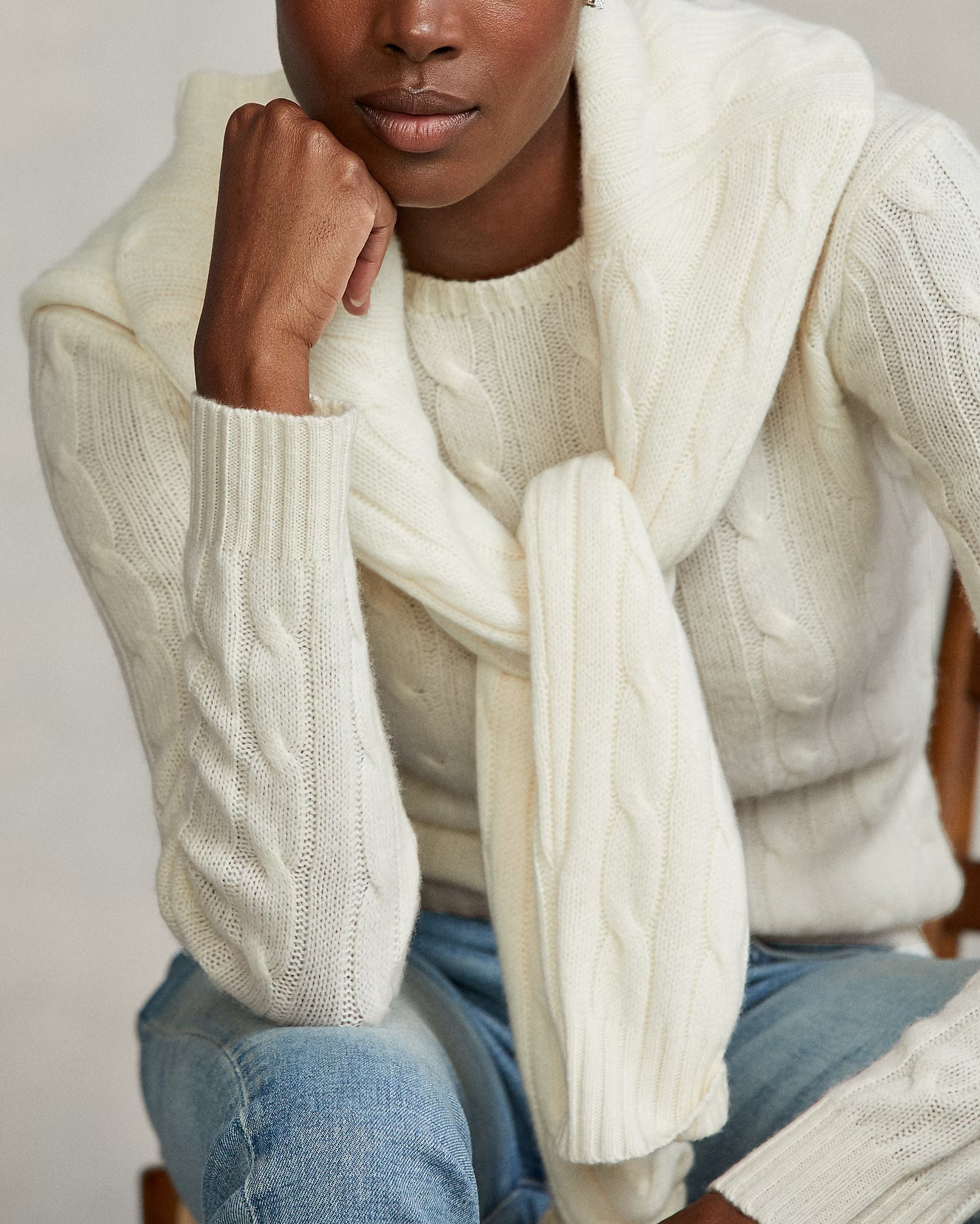 Cashmere Cable Crewneck Sweater - The Lake Forest Shop