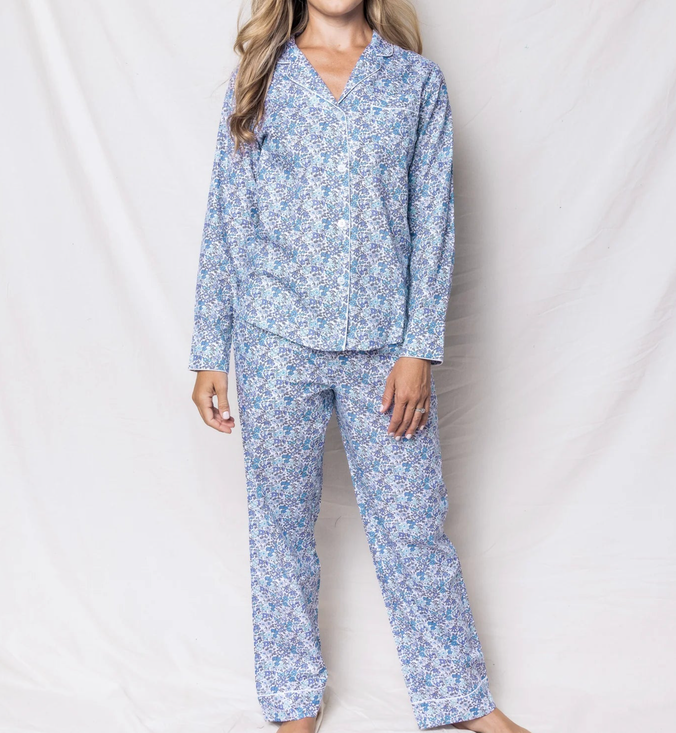Petite Plume Pajama Set in Fleurs d'Azul Blue - The Lake Forest Shop