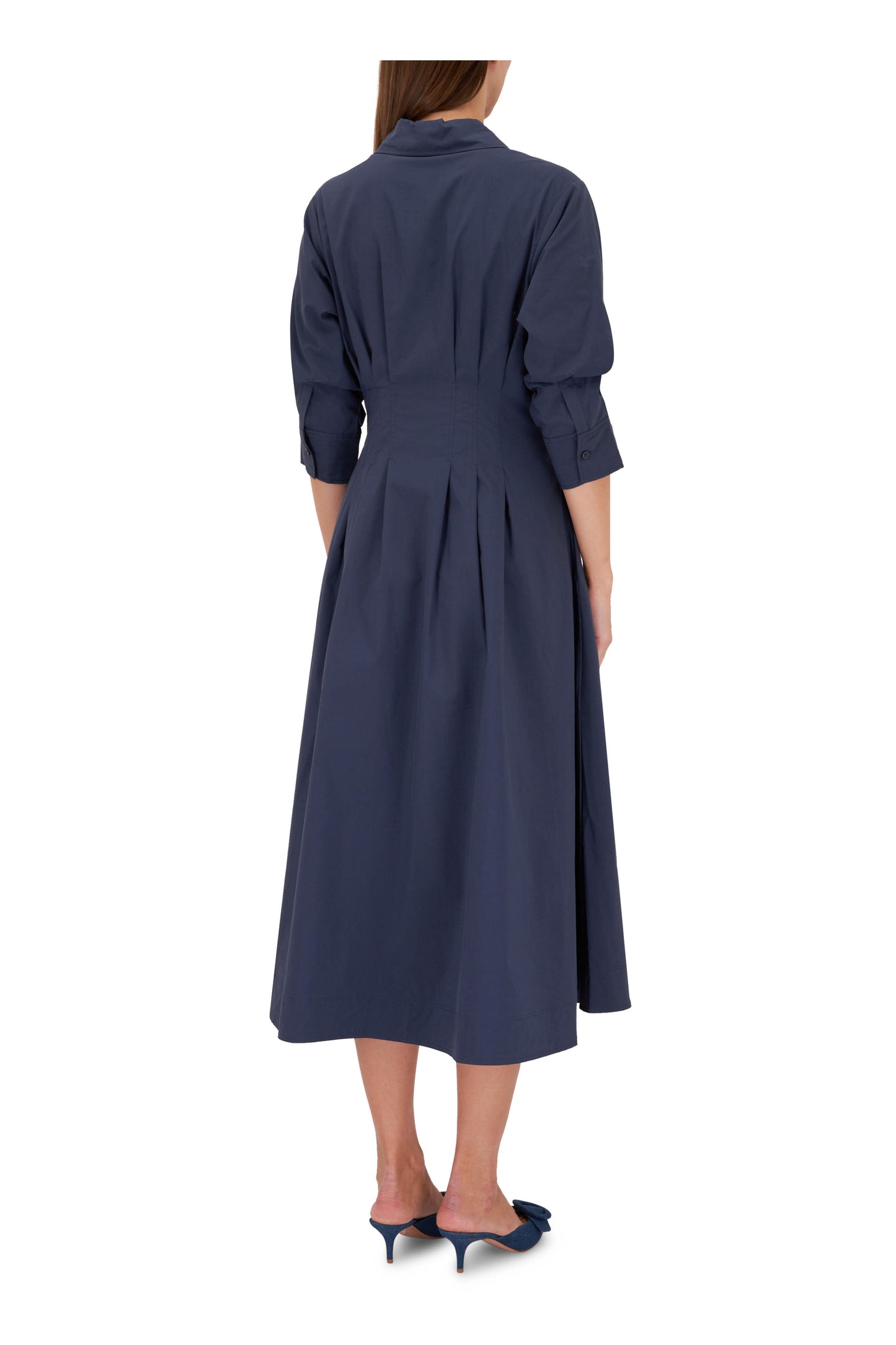 Simkhai Jazz Midnight Pintuck Cotton Midi Shirtdress