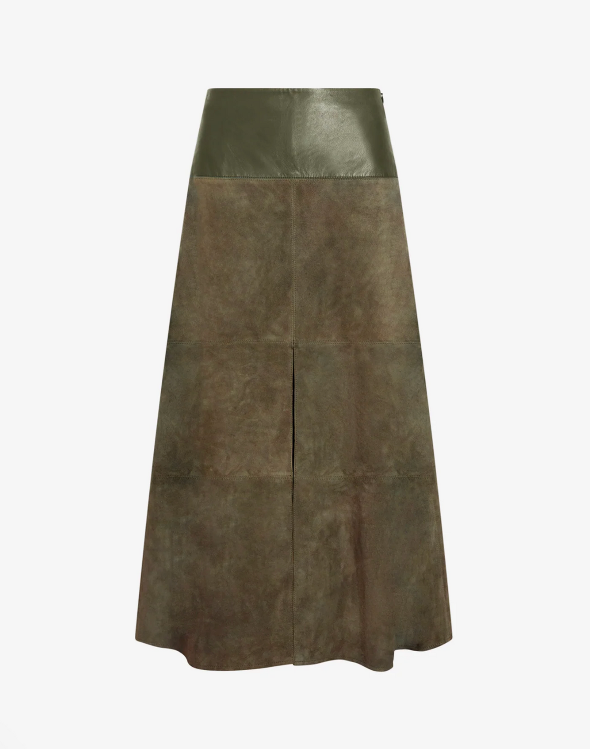 Green suede skirt
