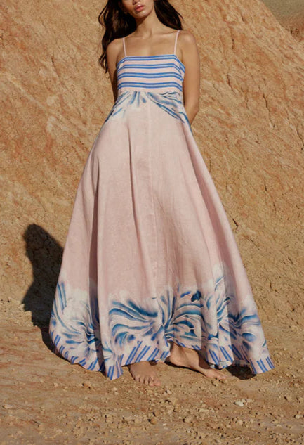 Rue Dress in Seashell/Iceberg