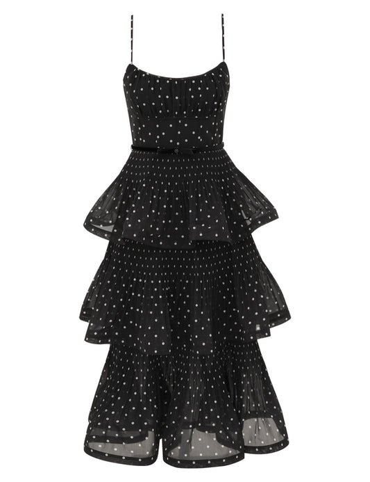 Pleated Tiered Midi Dress