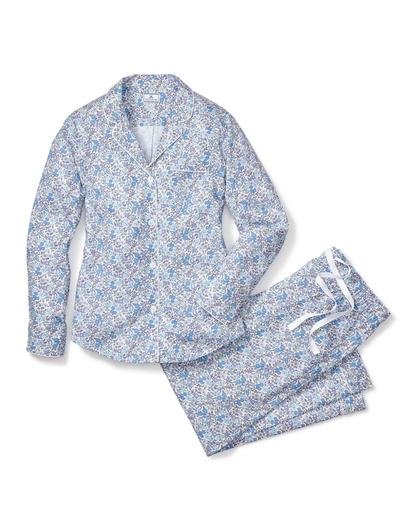 Petite Plume Pajama Set in Fleurs d'Azul Blue