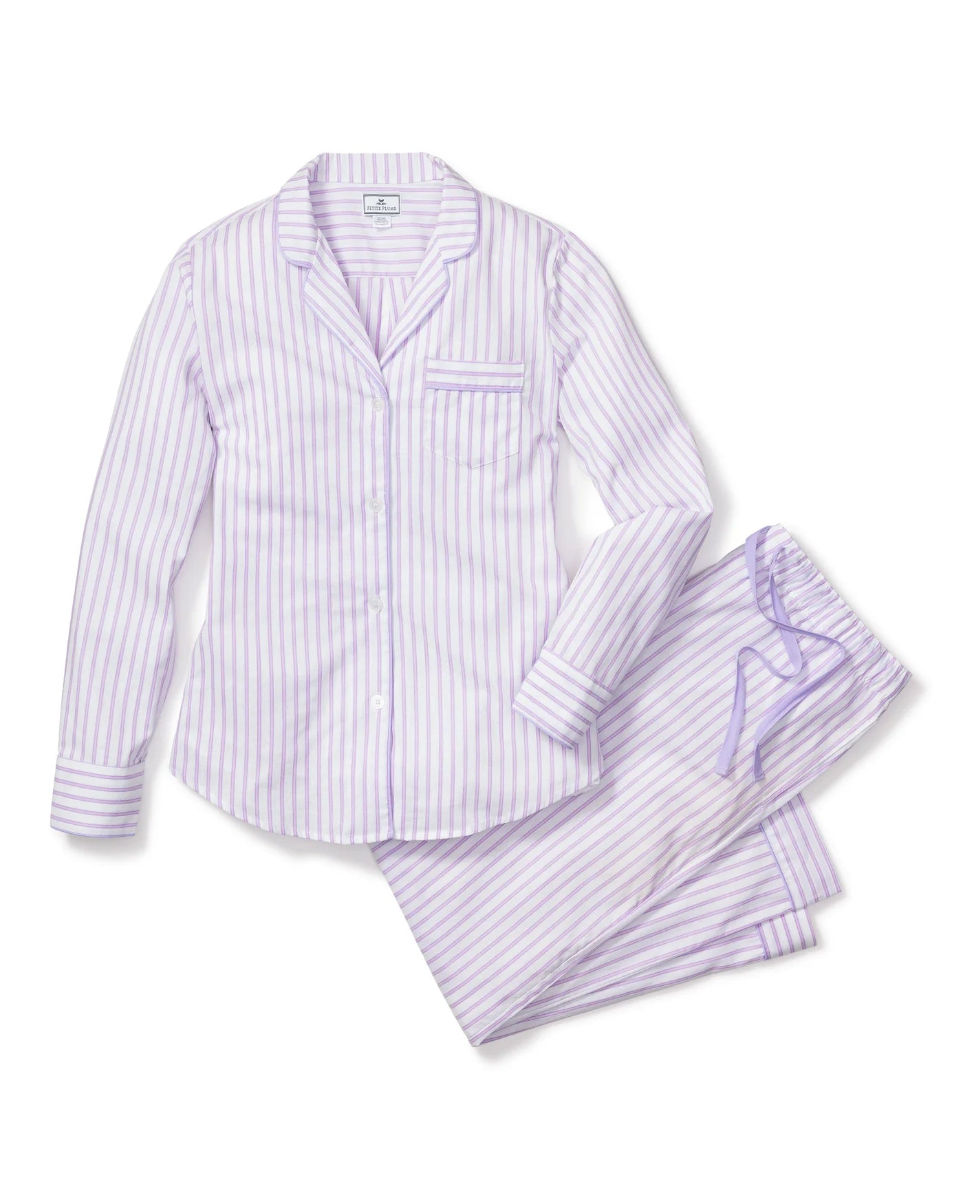 Petite Plume Pajama Set in French Ticking Lavender