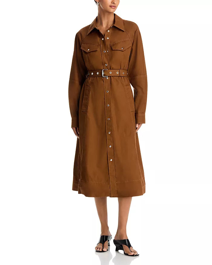 Belted Utility Midi Shirt Dress