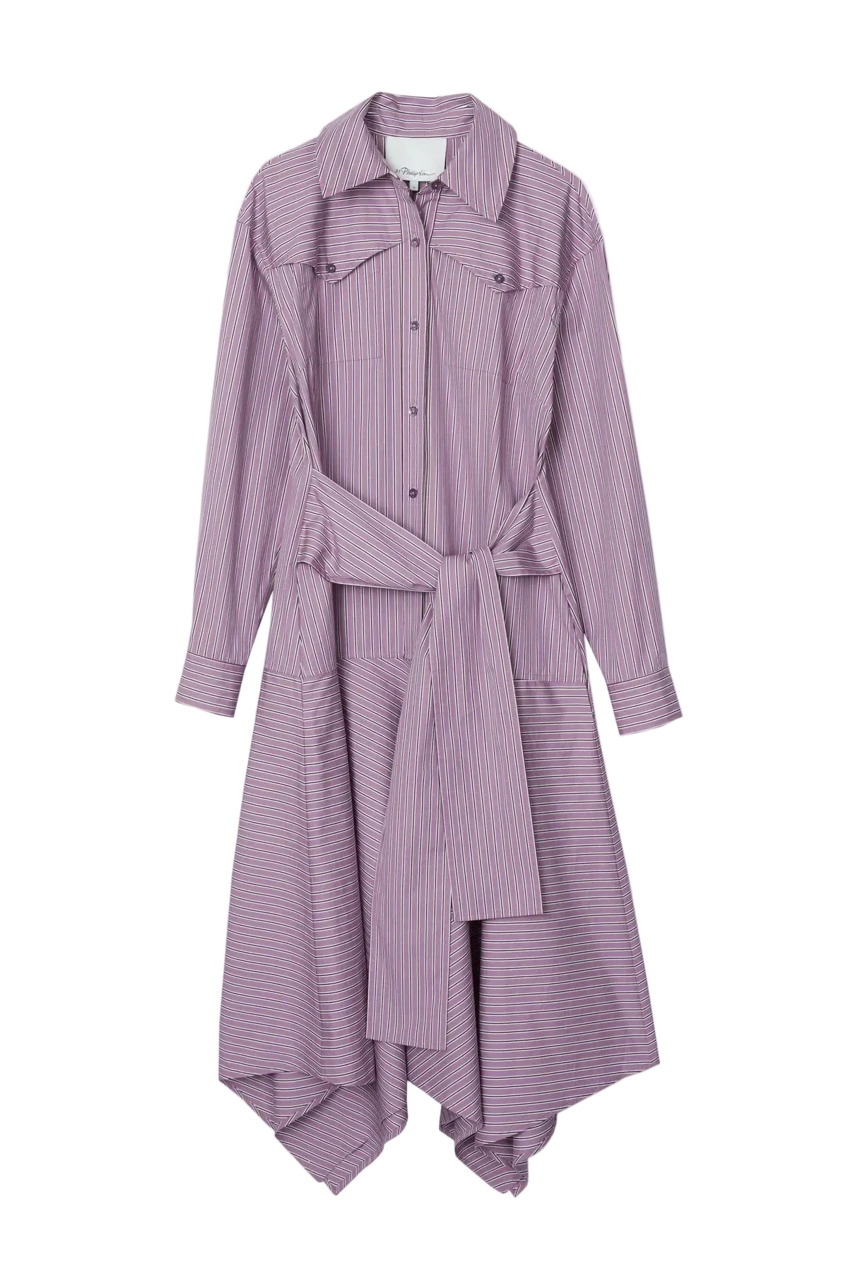 Belted Shirt Dress w/Handkerchief Hem