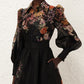 Pavilion tie neck blouse - black multi floral