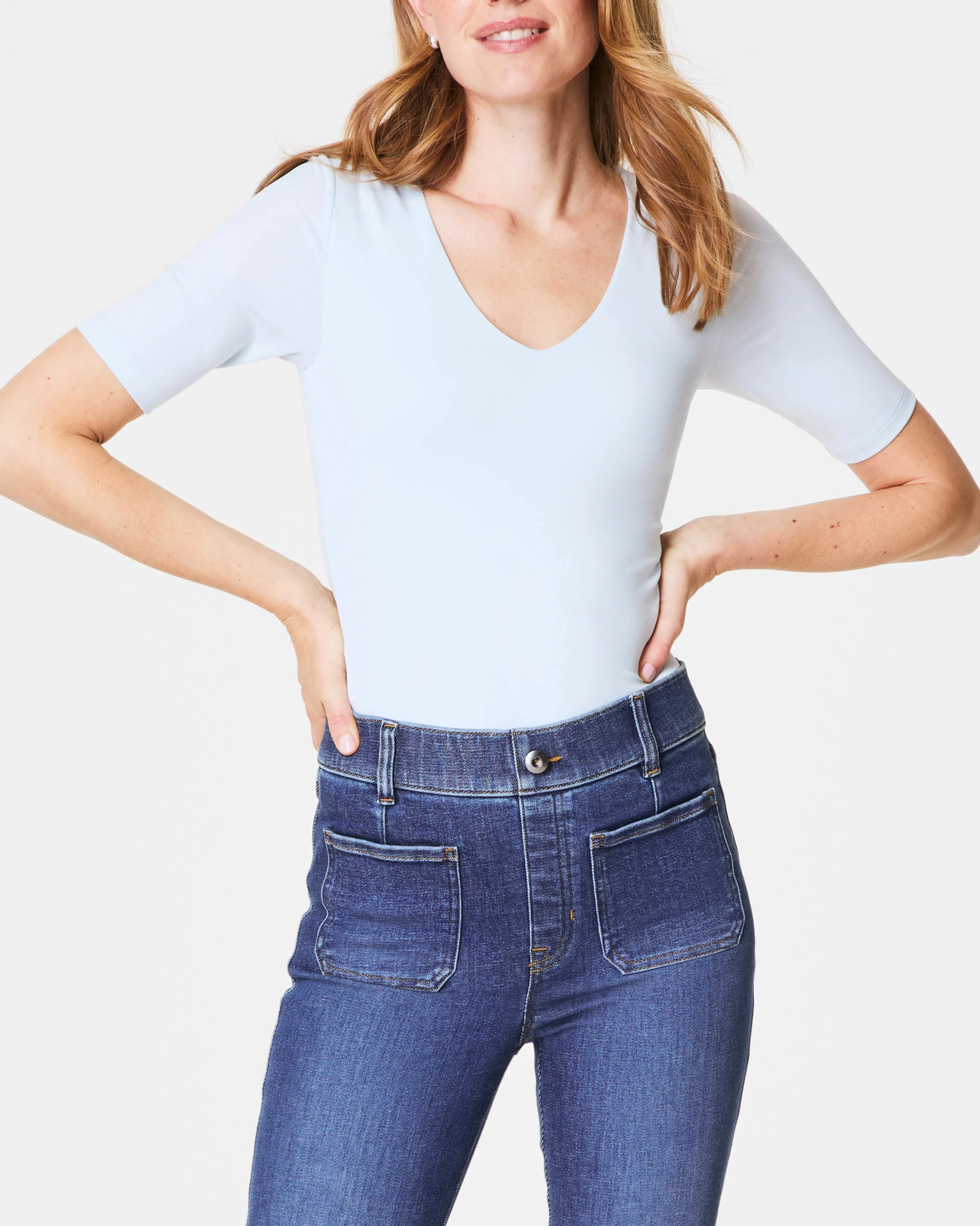 Spanxsmooth Jersey V-Neck Tee - The Lake Forest Shop
